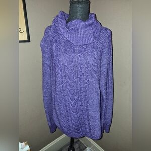 Lane Bryant Purple Cable Turtleneck Sweater